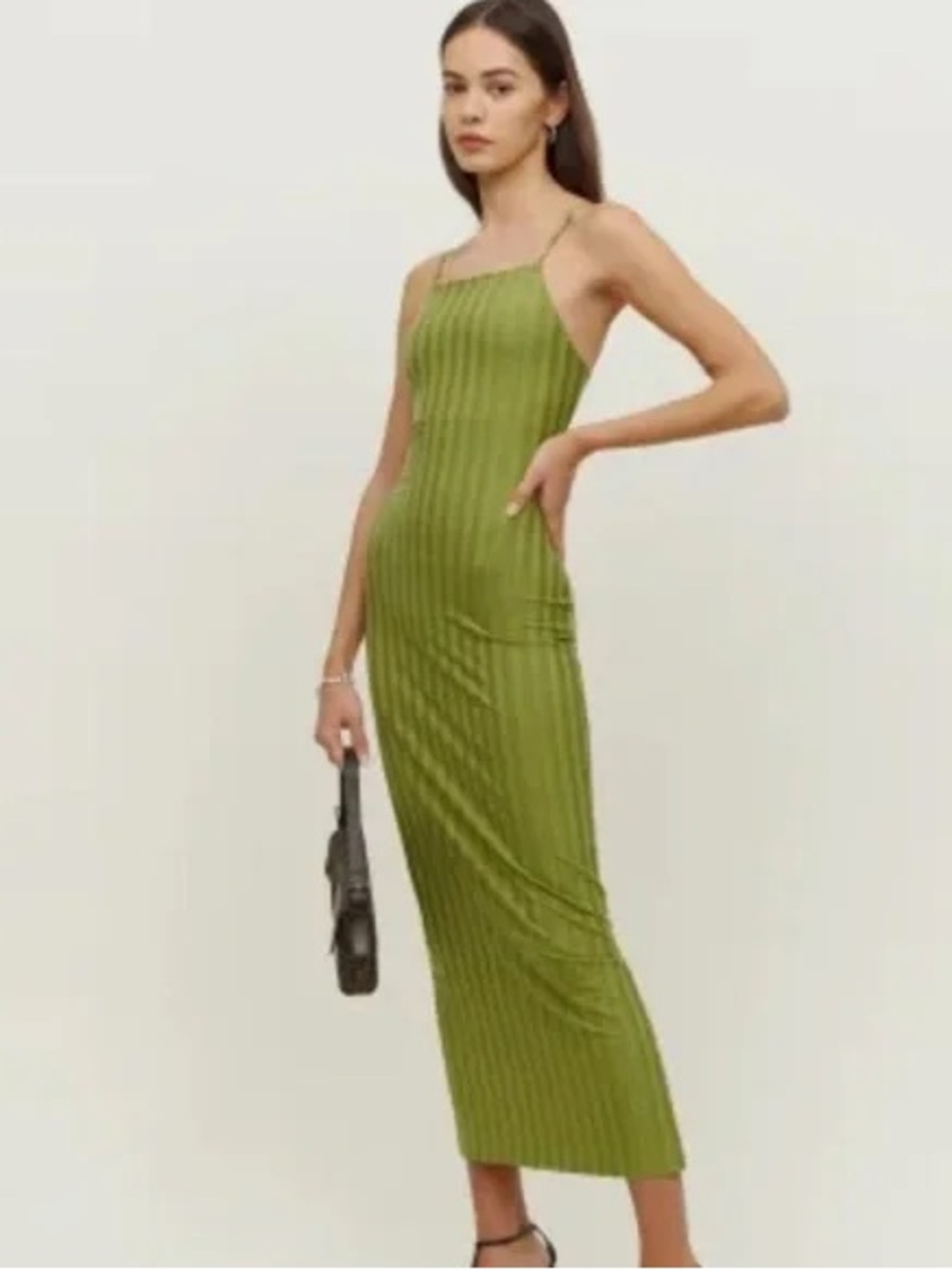 ✨Reformation Emerald Green Ribbed Slip Maxi Dress✨